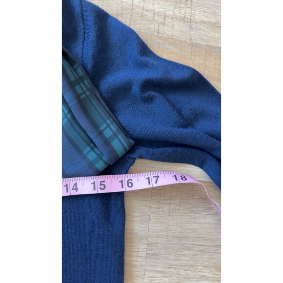 New With Tags J. Crew Merino Wool Navy Blue Mockneck Sweater Tartan Scarf Tie Wo - Picture 7 of 8